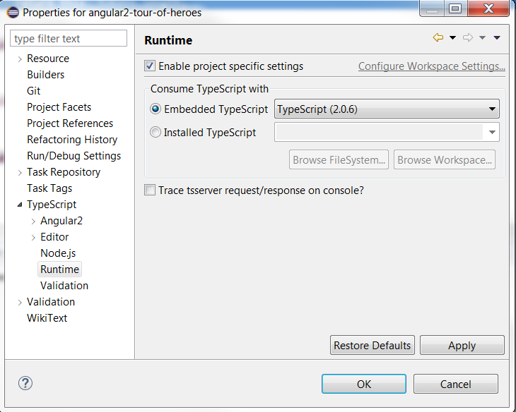 Configure TypeScript Runtime