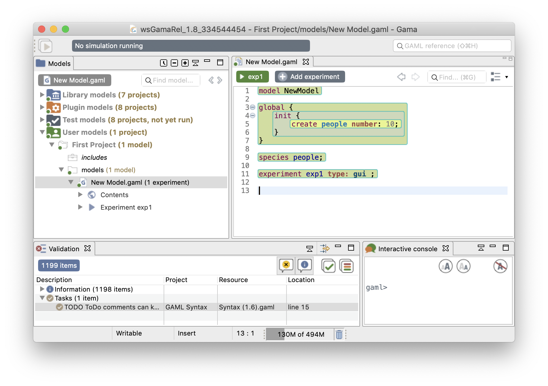 A model with the colorization of code sections.