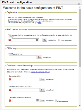 PINT basic configuration