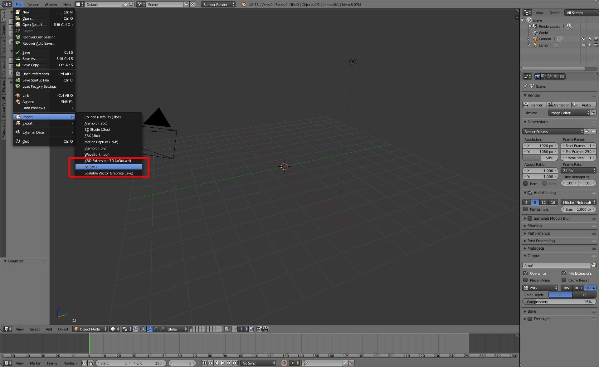 Importing STL meshes in Blender